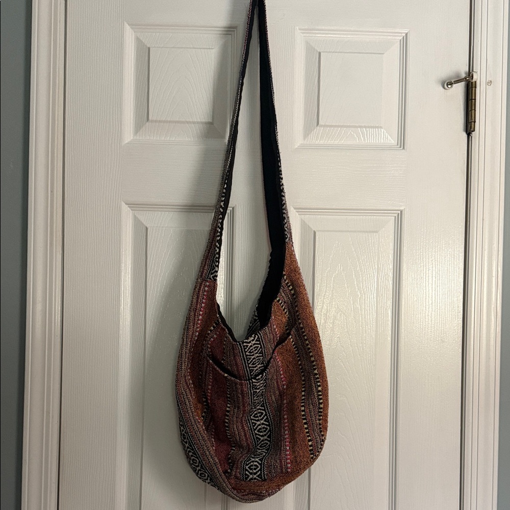 Primark Woven Shoulder Bag in Brown and Rust